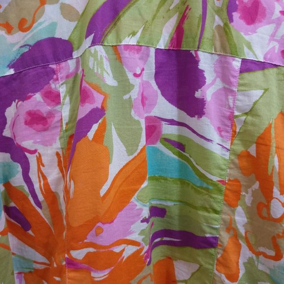 Tropical Cotton Blouse - Long-Sleeve - Beaded - Sz Medium - Picture 7 of 10